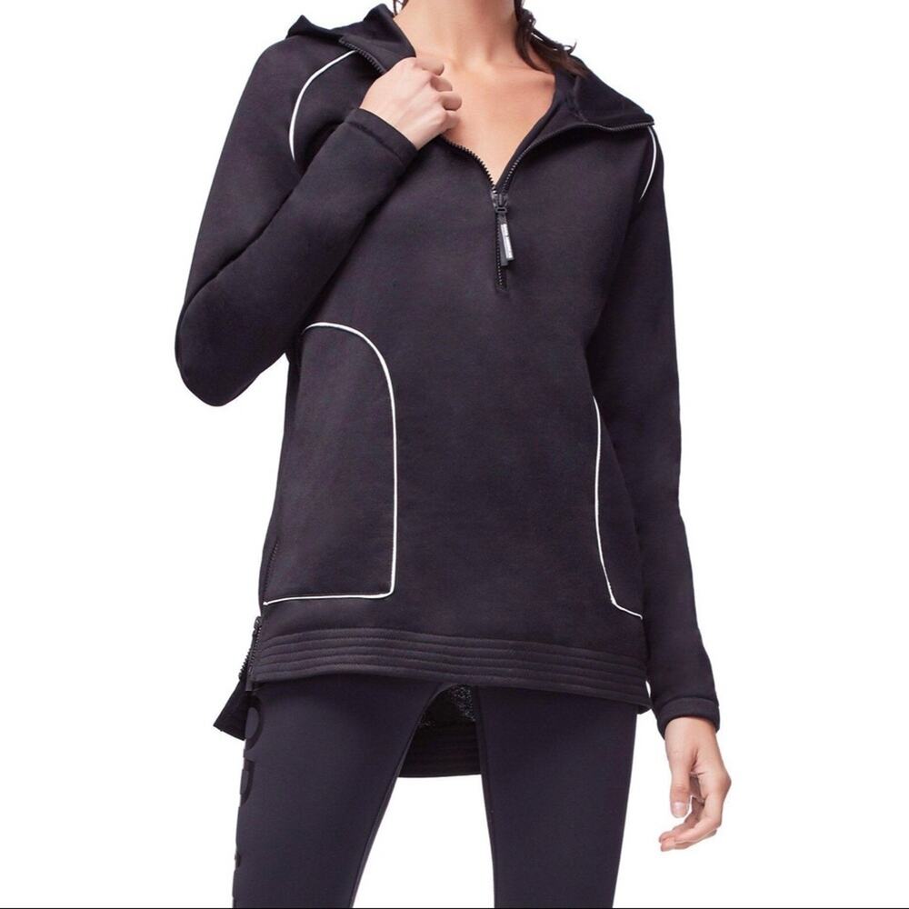 Good American The Hero Black White Zip Up Women Hoodie XS 00